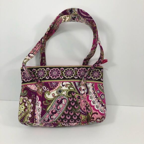 Vera Bradley Pink Paisley Tote Zipper Top Lots of Pockets Inside - Picture 2 of 8